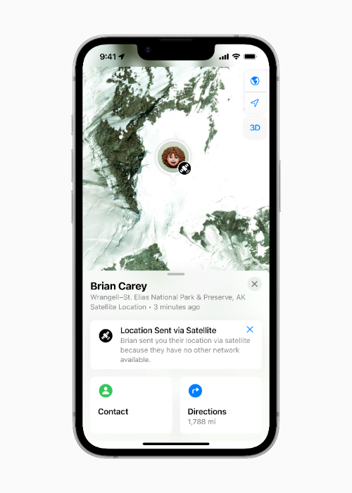 When users want to reassure friends and family of their whereabouts while traveling off the grid, they can open the Find My app and share their location via satellite.