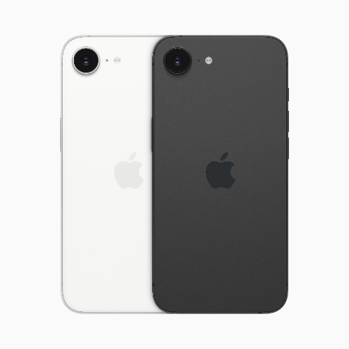 iPhone 16e is available in elegant matte white and black finishes with a splash-, water-, and dust-resistant design.